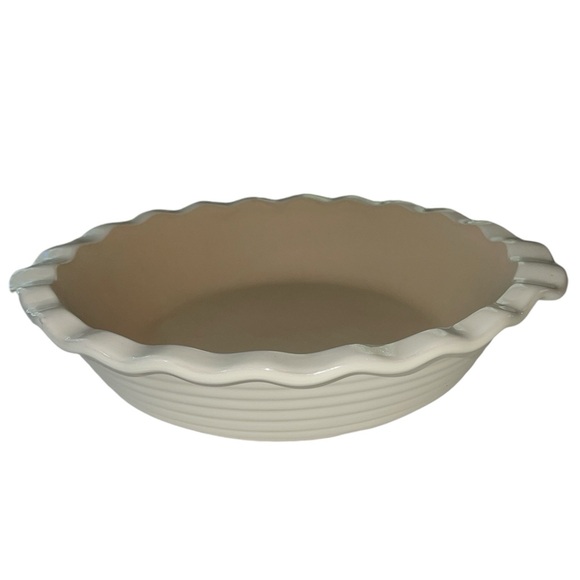 The Pampered Chef New Traditions Stoneware Deep Dish Pie Plate Vanilla - Picture 3 of 12